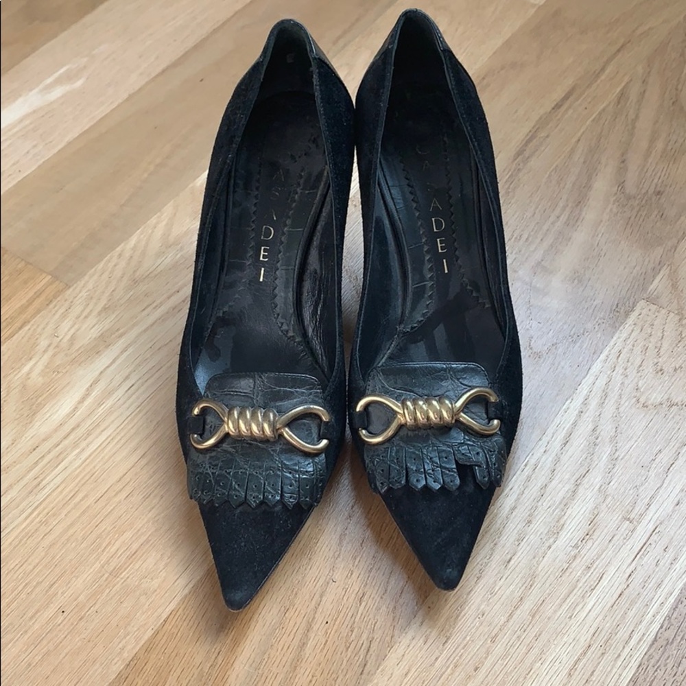 Casadei Heeled Black Loafers